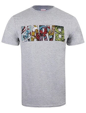 Marvel - T-shirt motif logo style bande dessinée (Captain America, Hulk, Iron Man, Spider-Man)