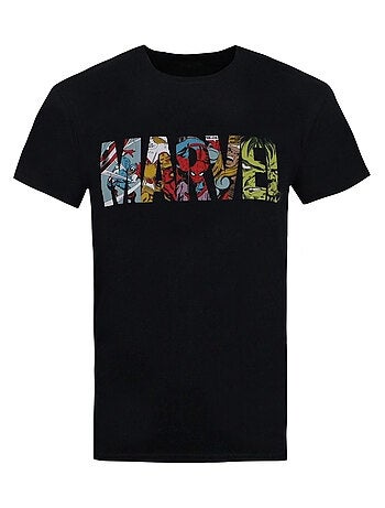 Marvel - T-shirt motif logo style bande dessinée (Captain America, Hulk, Iron Man, Spider-Man)