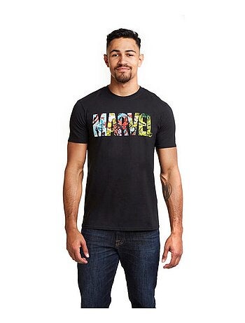 Marvel - T-shirt motif logo style bande dessinée (Captain America, Hulk, Iron Man, Spider-Man)