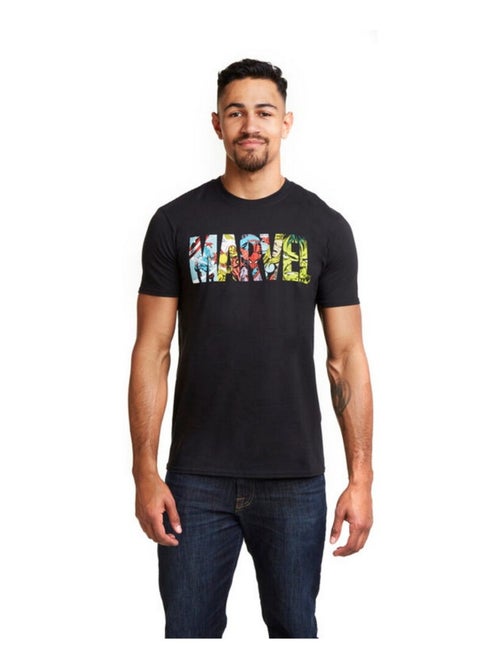 Marvel - T-shirt motif logo style bande dessinée (Captain America, Hulk, Iron Man, Spider-Man) - Kiabi