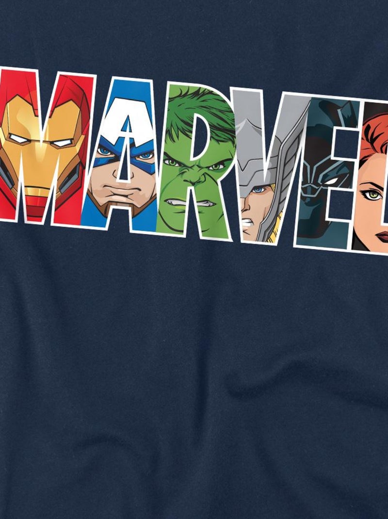 Marvel - T-shirt motif visages des personnages Bleu marine - Kiabi
