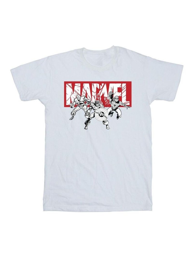 Marvel - T-shirt motif/style groupe de super-héros Blanc - Kiabi