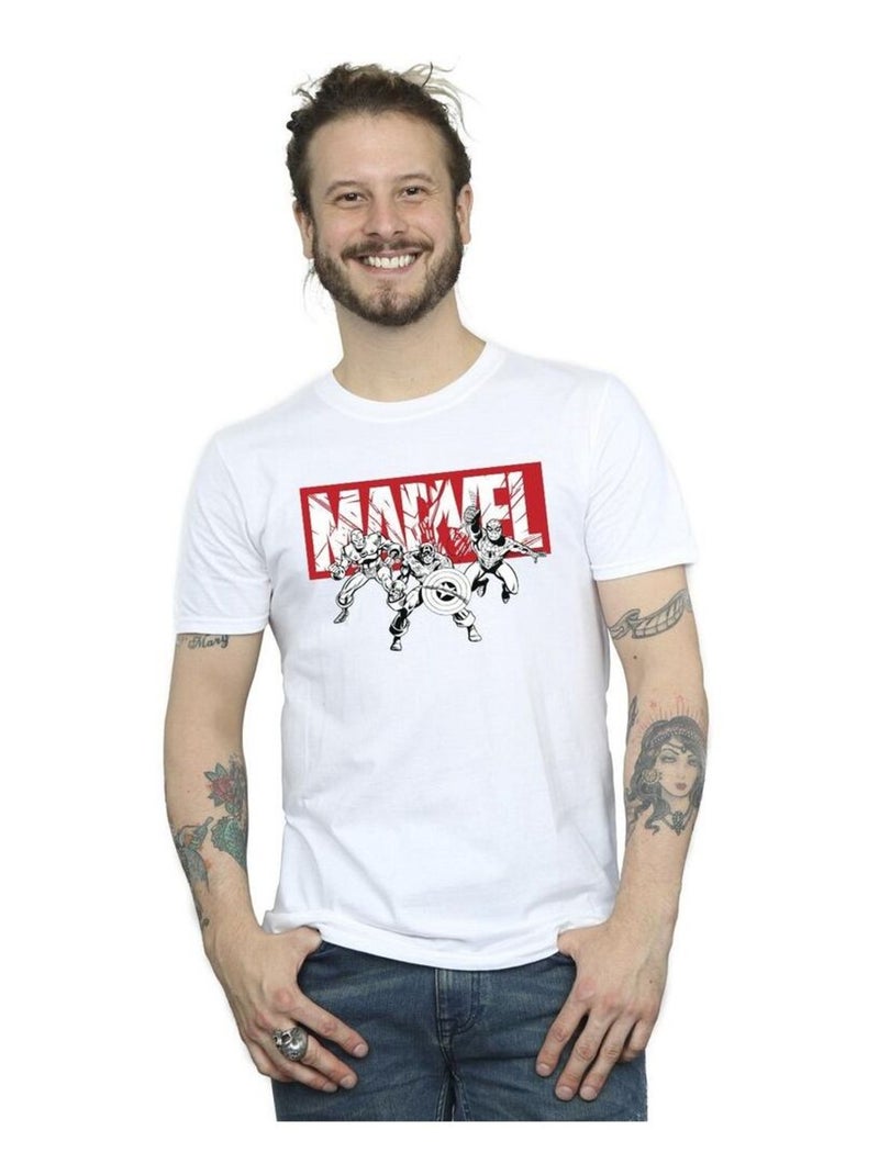 Marvel - T-shirt motif/style groupe de super-héros Blanc - Kiabi