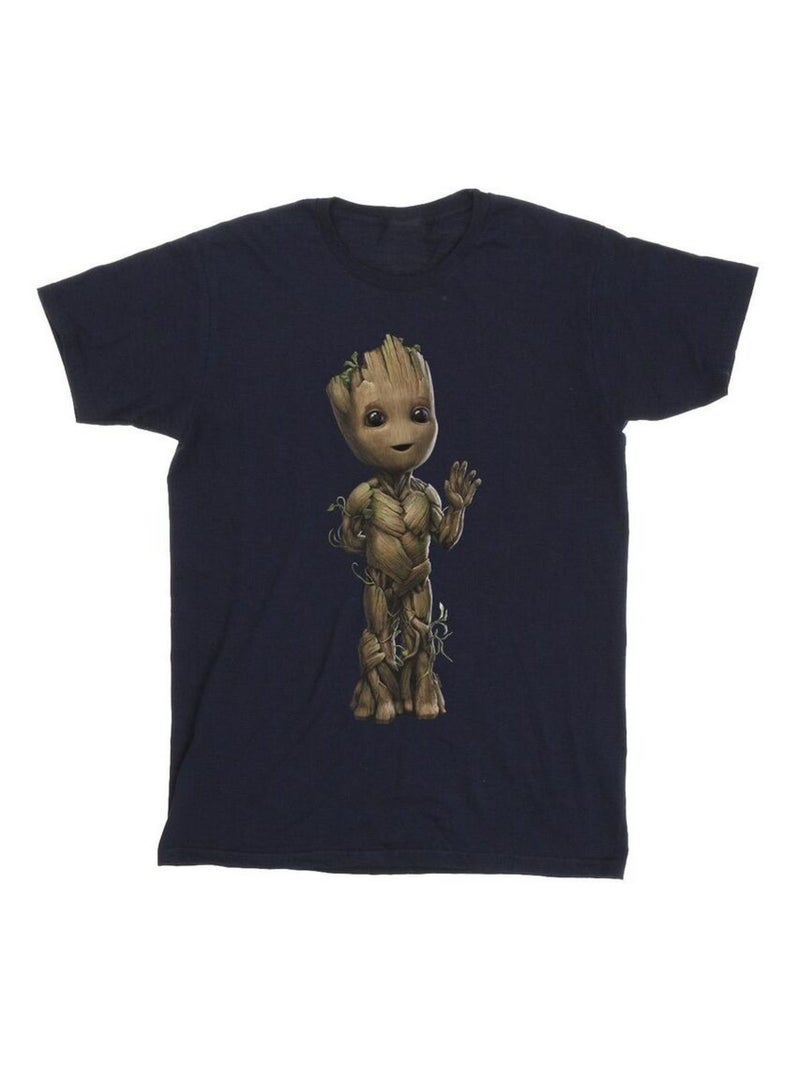 Marvel - T-shirt motif/style ondulé AM GROOT Bleu marine - Kiabi
