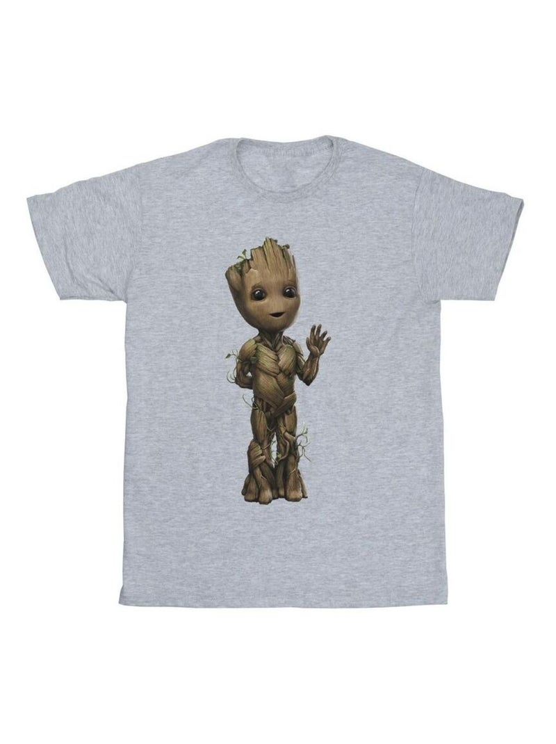 Marvel - T-shirt motif/style ondulé AM GROOT Gris chiné - Kiabi