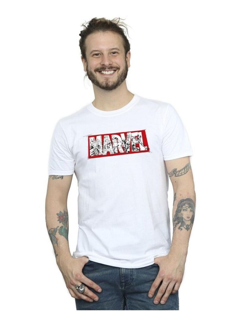 Marvel - T-shirt motif/style Rempli Vengeurs Blanc - Kiabi