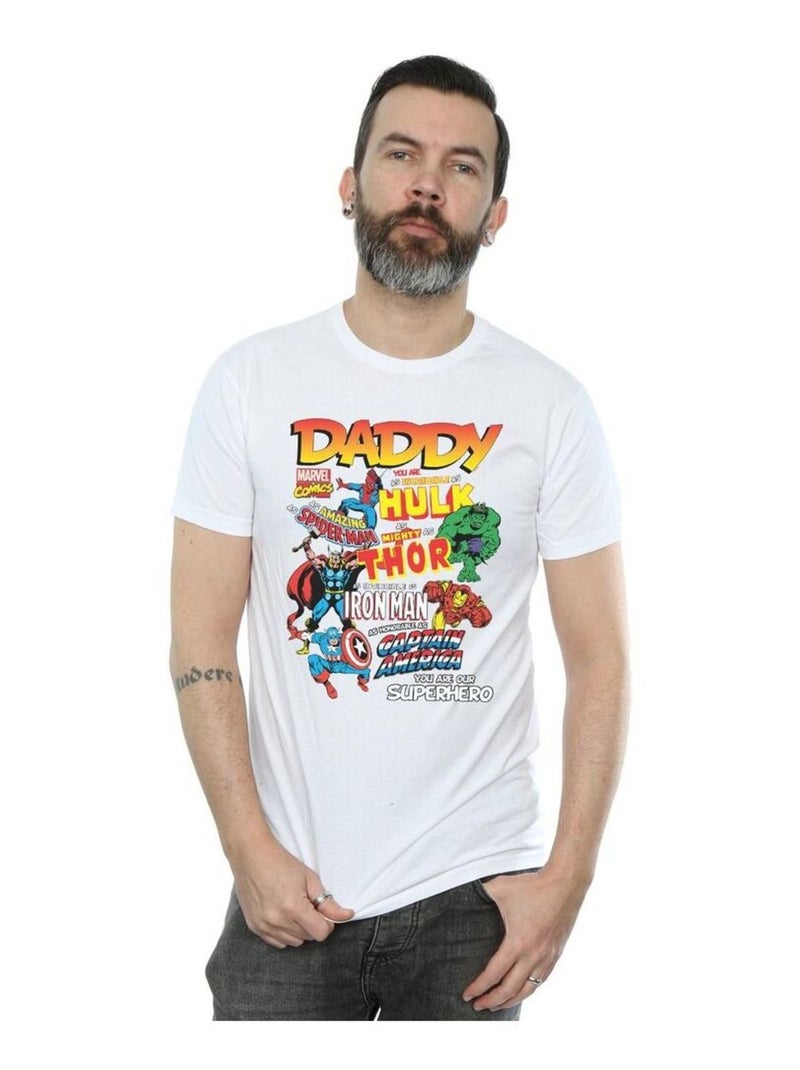 Marvel - T-shirt OUR DAD SLà-HautERHERO Blanc - Kiabi