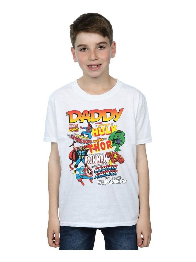 Marvel - T-shirt OUR DAD SUPERHERO Blanc - Kiabi