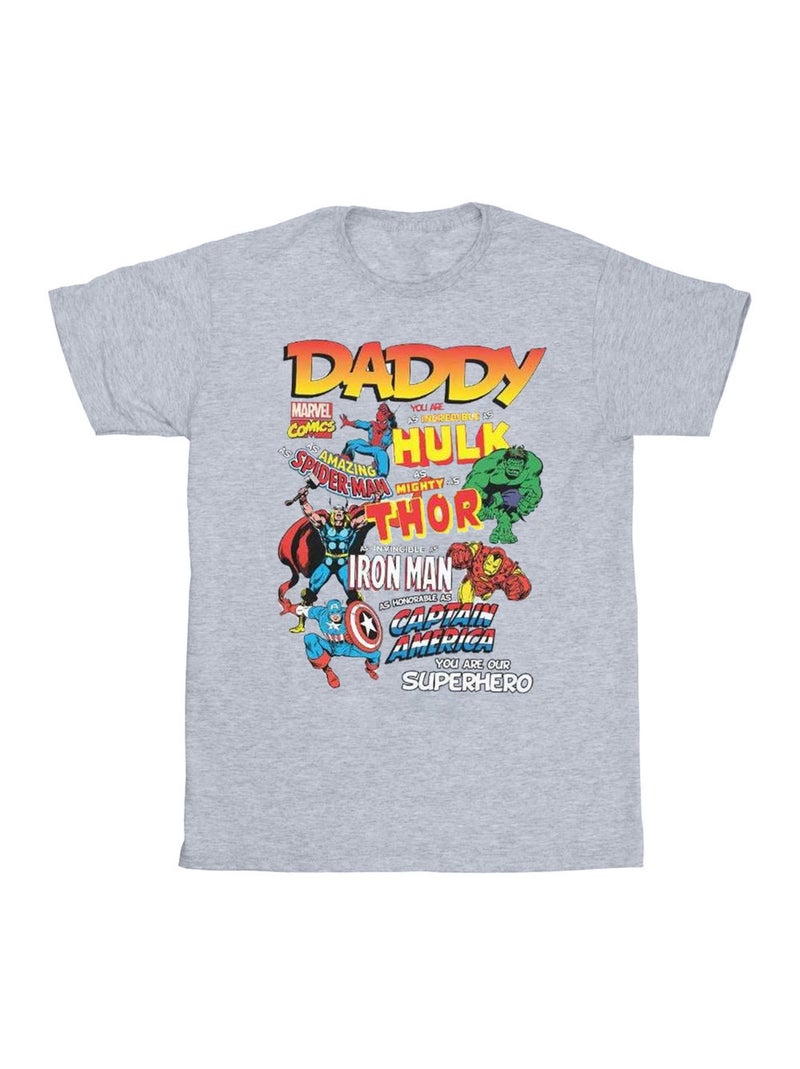 Marvel - T-shirt OUR DAD SUPERHERO Gris chiné - Kiabi