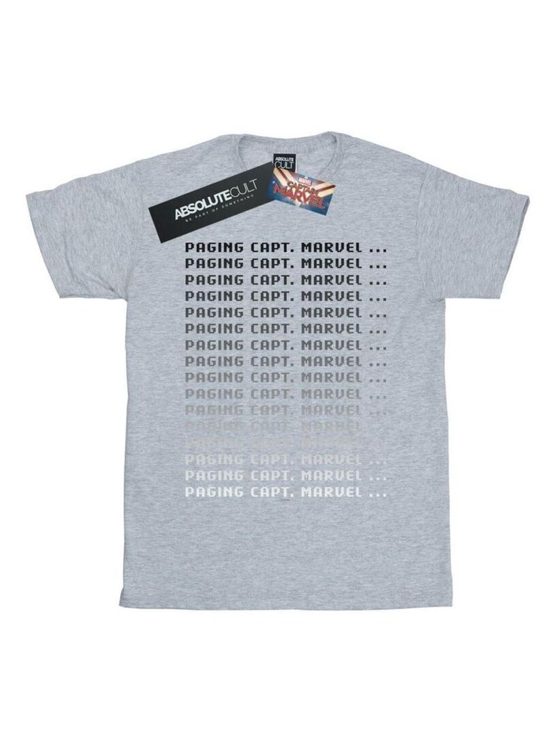Marvel - T-shirt PAGING CAPTAIN MARVEL Gris chiné - Kiabi