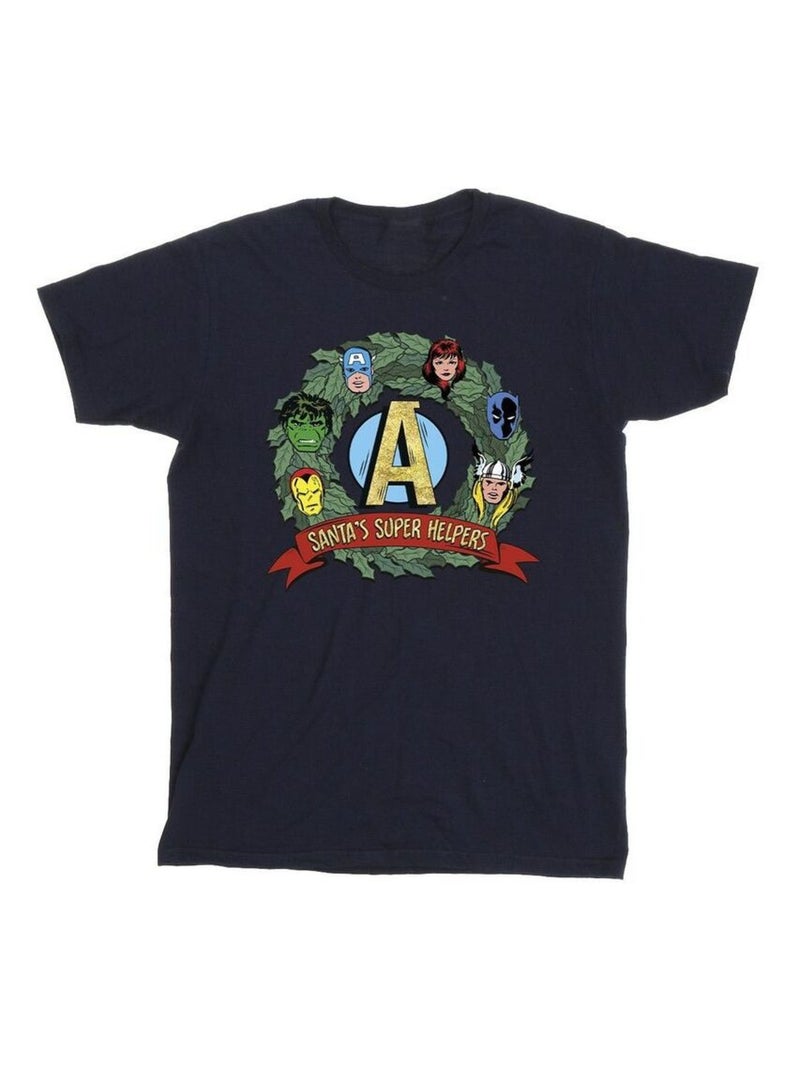 Marvel - T-shirt SANTA'S SUPER HELPERS Bleu marine - Kiabi