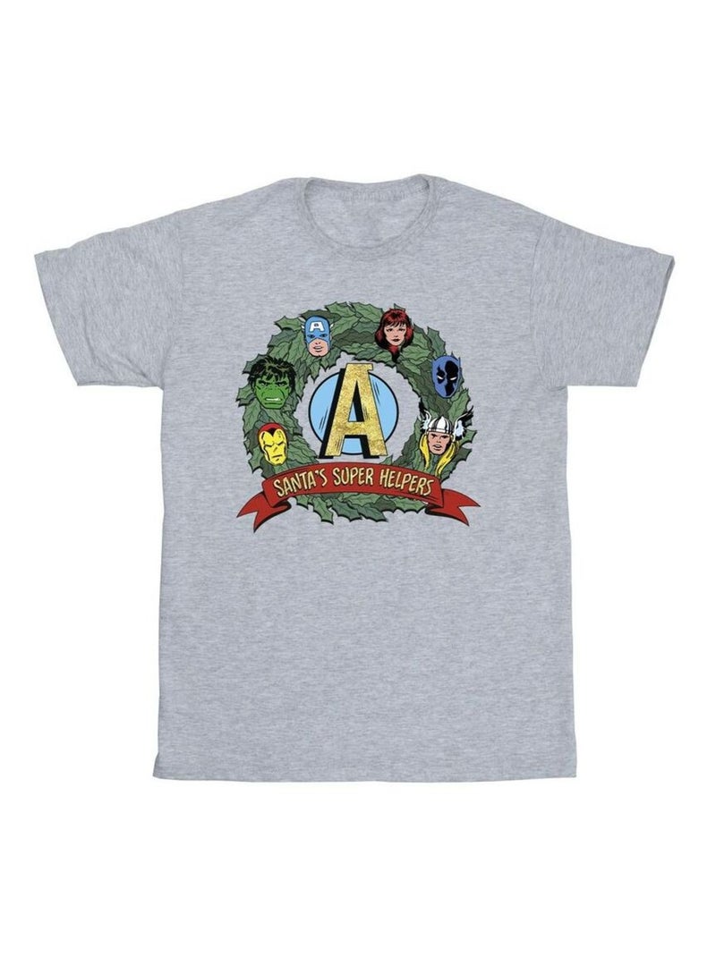 Marvel - T-shirt SANTA'S SUPER HELPERS Gris chiné - Kiabi