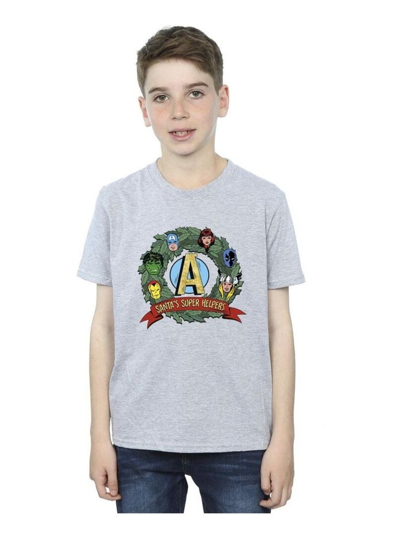 Marvel - T-shirt SANTA'S SUPER HELPERS Gris chiné - Kiabi