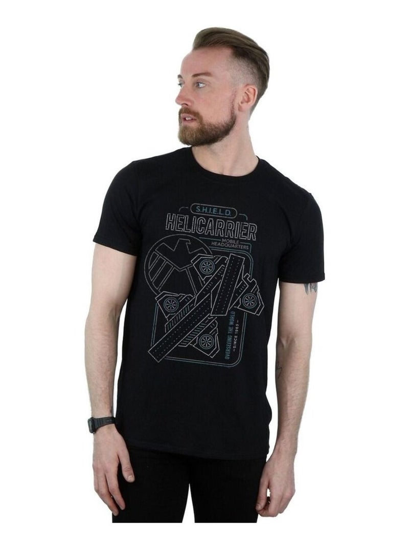 Marvel - T-shirt S.H.I.E.L.D. HELICARRIER MOBILE HQ Noir - Kiabi