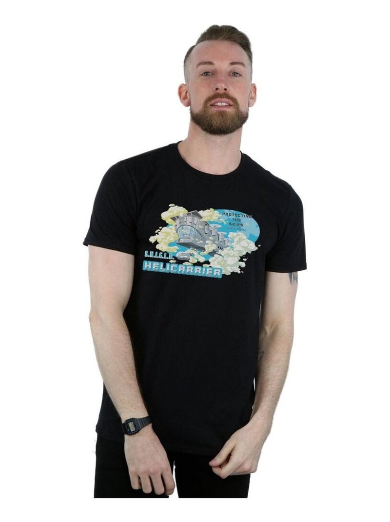 Marvel - T-shirt S.H.I.E.L.D. HELLICARRIER PROTECTING THE SKIES Noir - Kiabi
