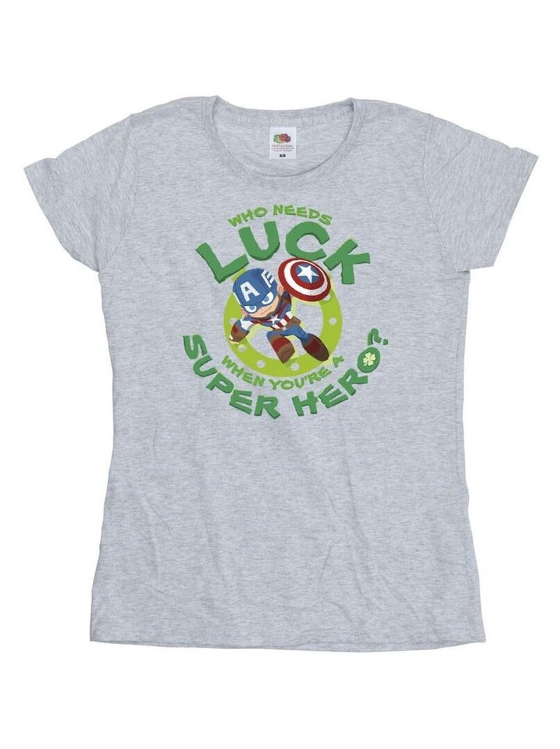 Marvel - T-shirt ST PATRICK'S DAY LUCK Gris chiné - Kiabi