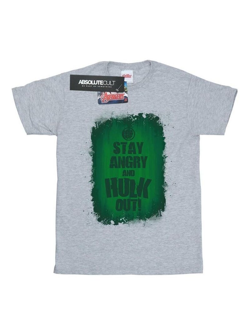 Marvel - T-shirt STAY ANGRY Gris chiné - Kiabi