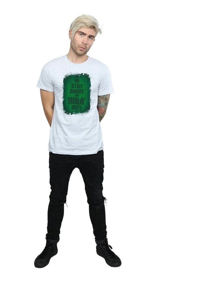 Marvel - T-shirt STAY ANGRY Gris chiné - Kiabi