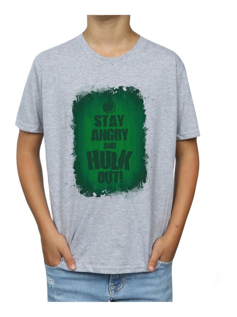 Marvel - T-shirt STAY ANGRY Gris chiné - Kiabi