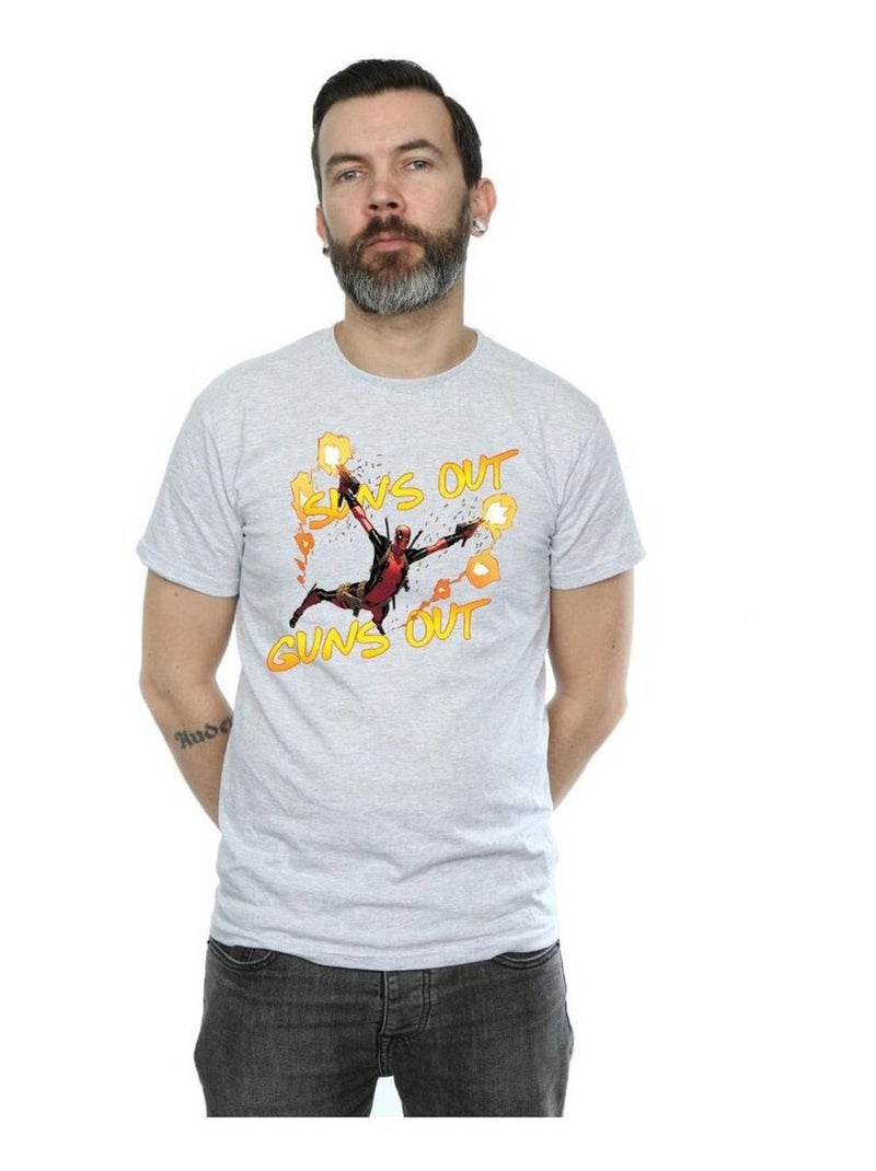 Marvel - T-shirt SUN'S OUT GUNS OUT Gris chiné - Kiabi