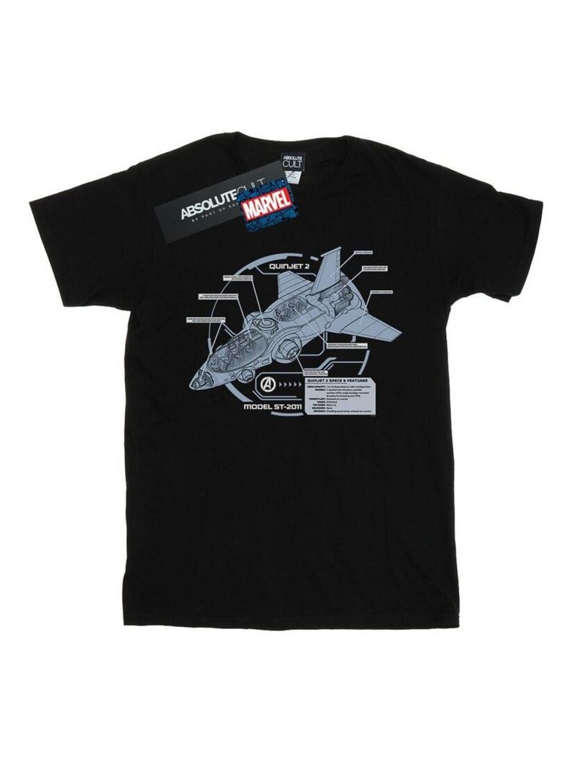 Marvel - T-shirt THE AVENGERS QUINJET BREAKDOWN Noir - Kiabi