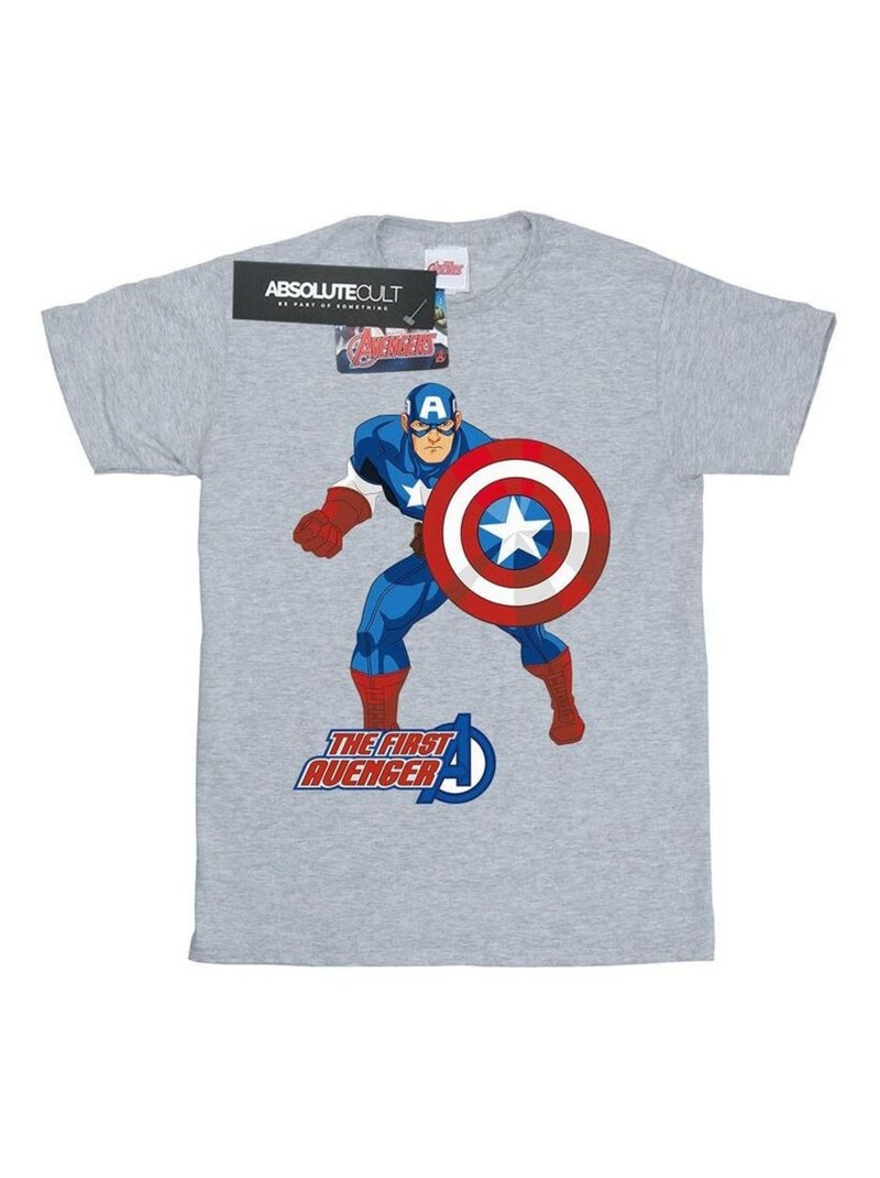 Marvel - T-shirt THE FIRST AVENGER Gris chiné - Kiabi