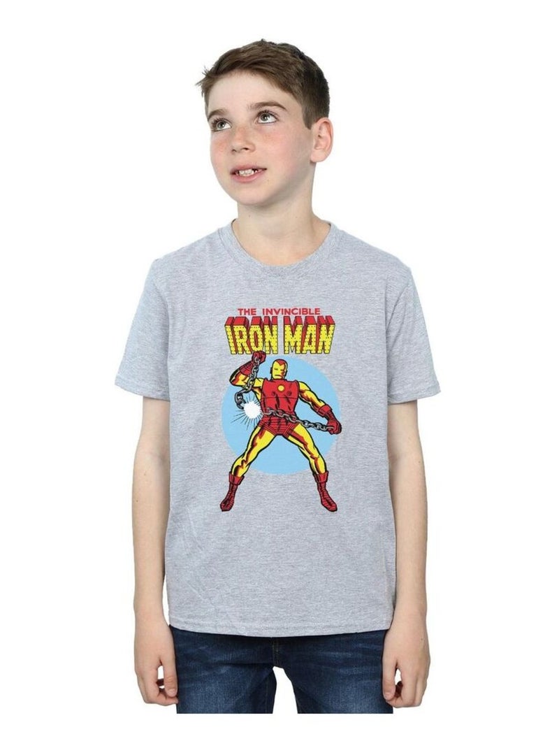 Marvel - T-shirt THE INVINCIBLE Gris chiné - Kiabi