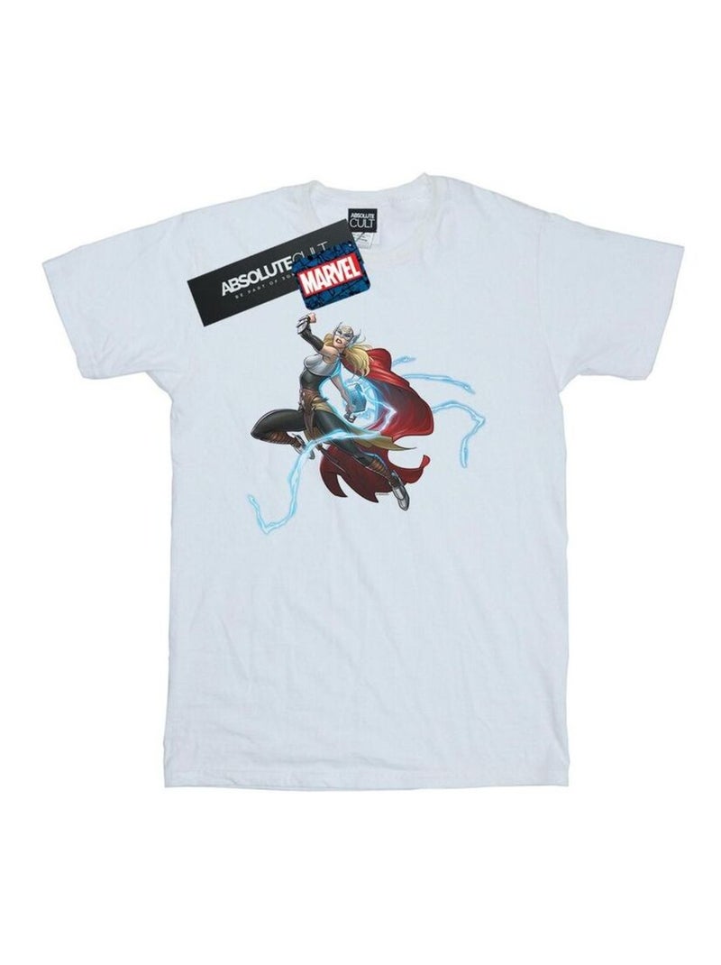 Marvel - T-shirt THE MIGHTY THOR GODDESS OF THUNDER Blanc - Kiabi