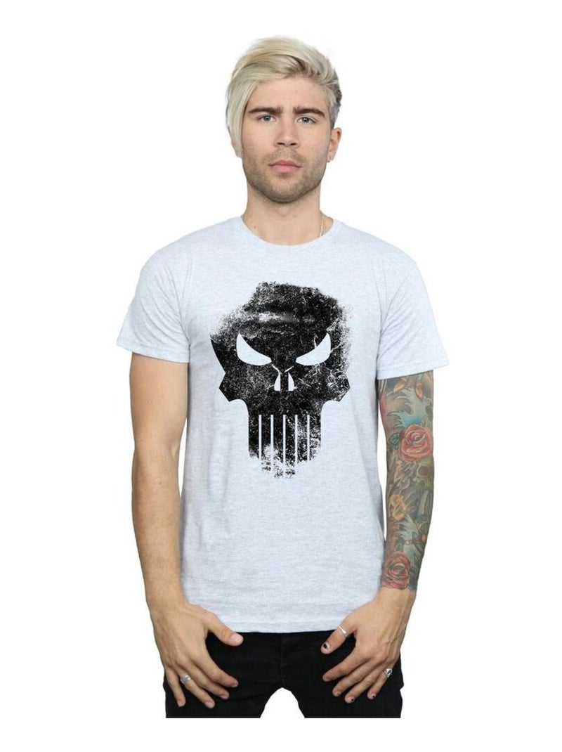 Marvel - T-shirt THE PUNISHER DISTRRESSED SKULL Gris chiné - Kiabi