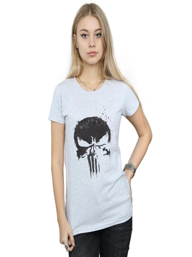 Marvel - T-shirt THE PUNISHER TV SKULL LOGO Gris chiné - Kiabi