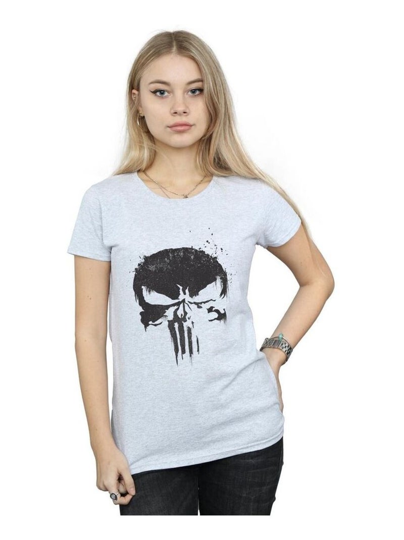 Marvel - T-shirt THE PUNISHER TV SKULL LOGO Gris chiné - Kiabi