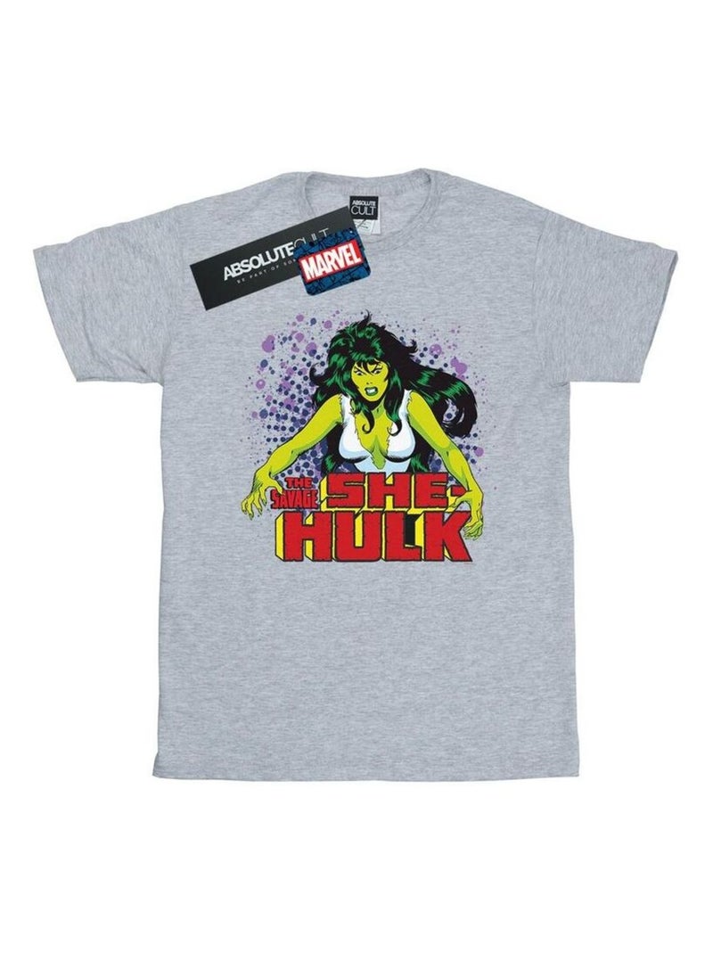 Marvel - T-shirt THE SAVAGE Gris chiné - Kiabi