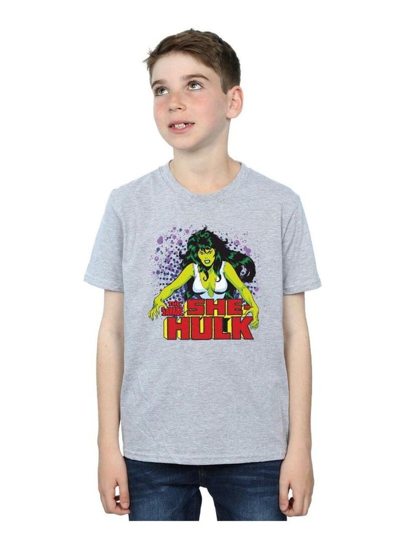 Marvel - T-shirt THE SAVAGE Gris chiné - Kiabi