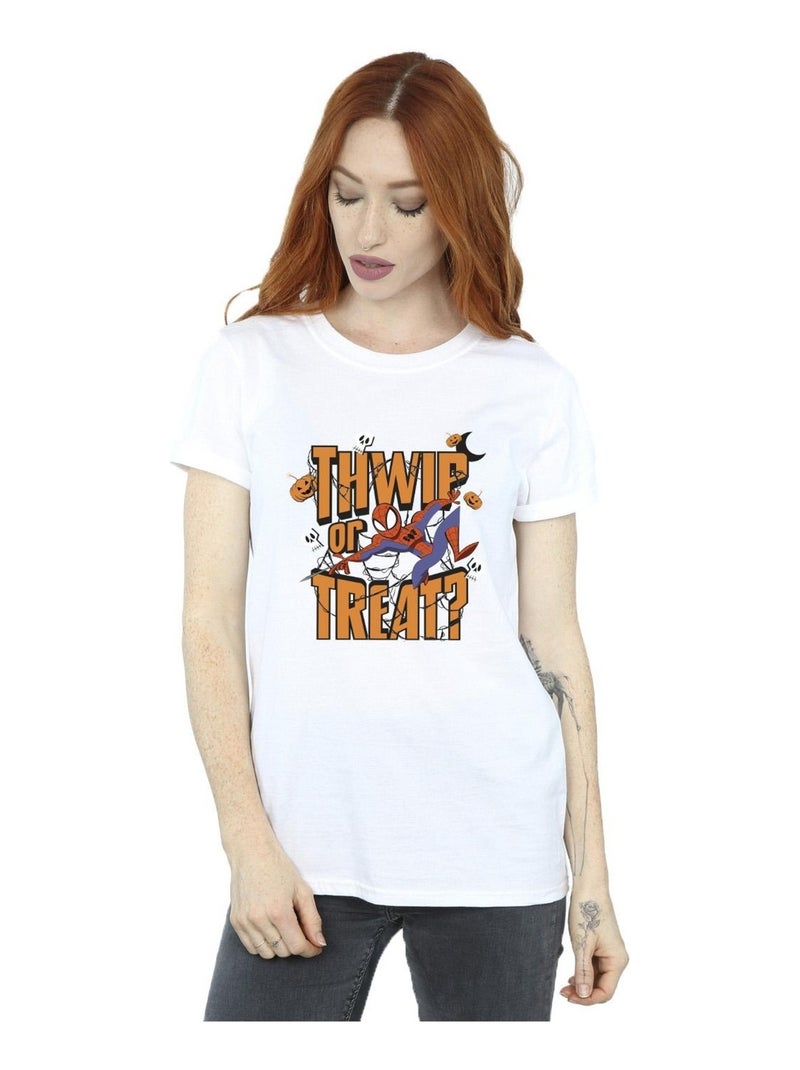 Marvel - T-shirt THWIP OR TREAT Blanc - Kiabi