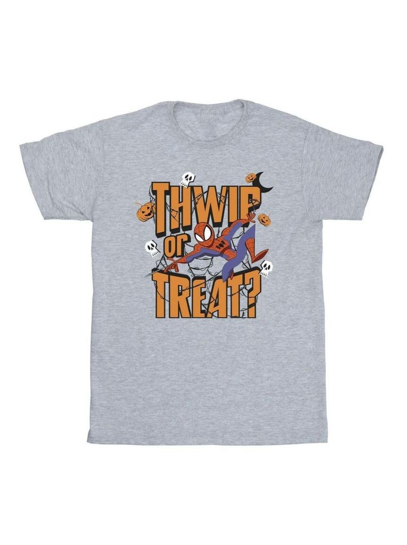 Marvel - T-shirt THWIP OR TREAT Gris chiné - Kiabi