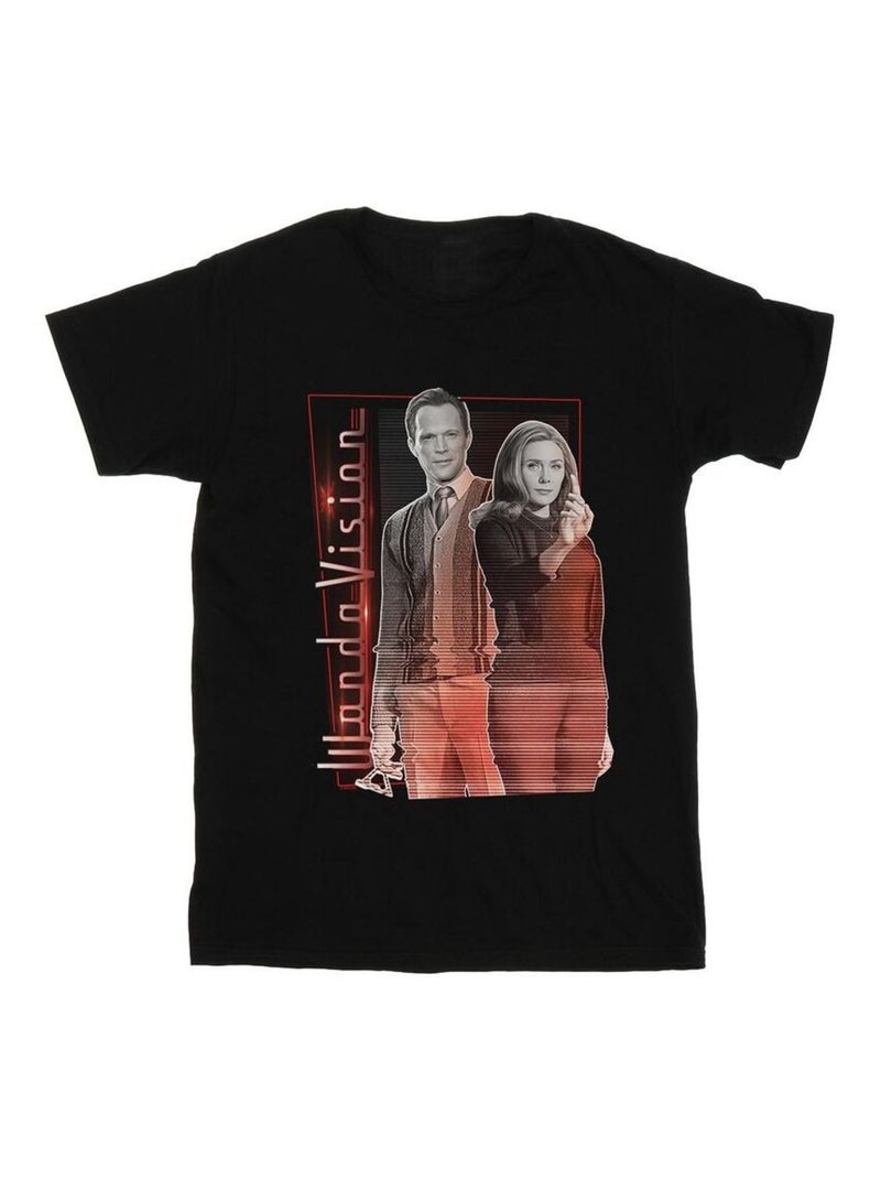 Marvel - T-shirt WANDAVISION INTERFERENCE Noir - Kiabi
