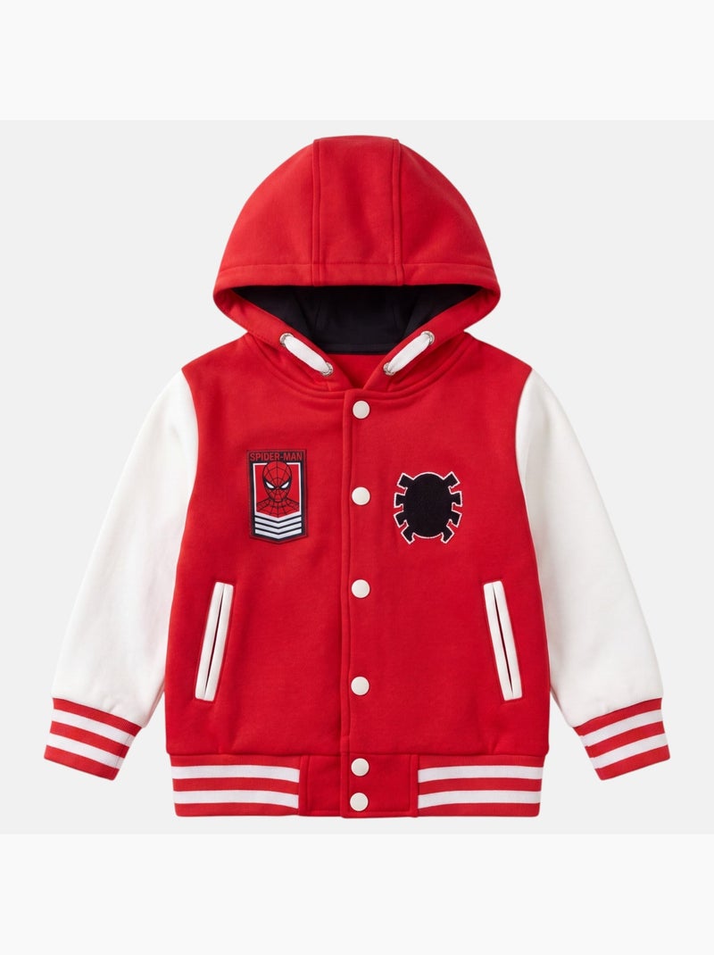 Marvel - veste teddy à capuche boutonnée imprimée, manches longues et détails brodés Rouge - Kiabi