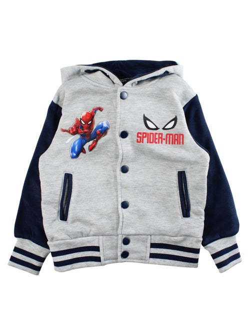 Marvel - veste teddy à capuche boutonnée imprimée, manches longues - Kiabi