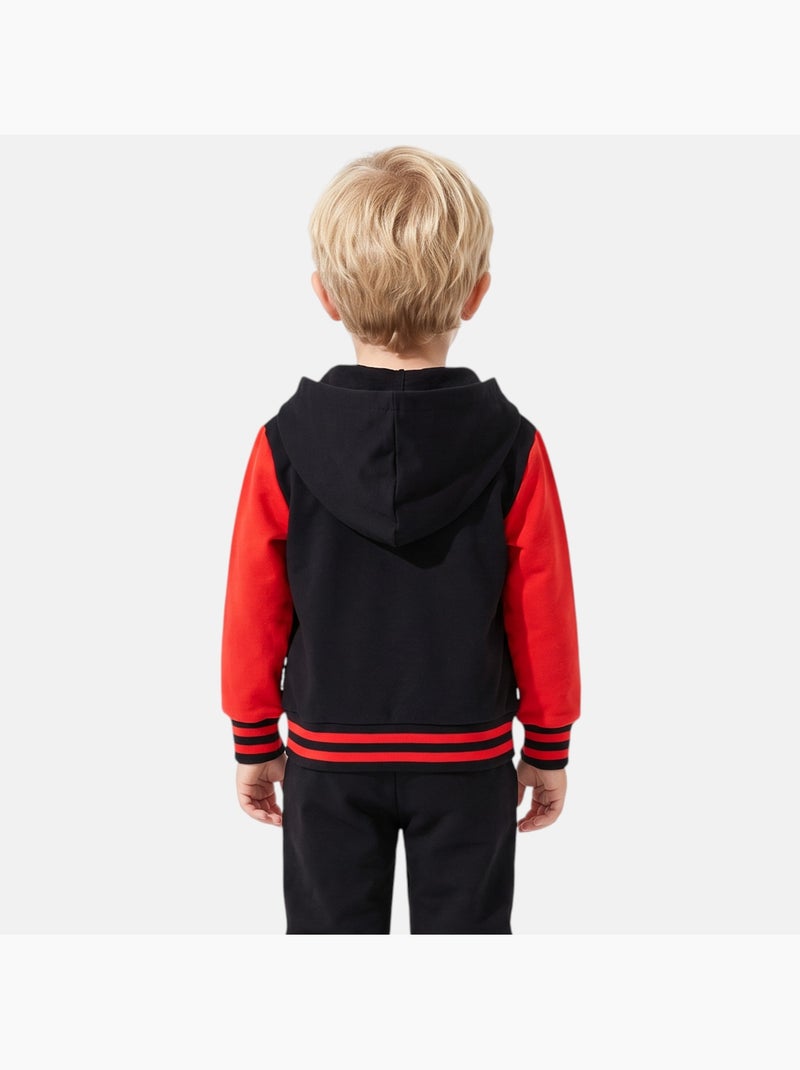Marvel - veste teddy à capuche imprimée, détails brodés Noir - Kiabi