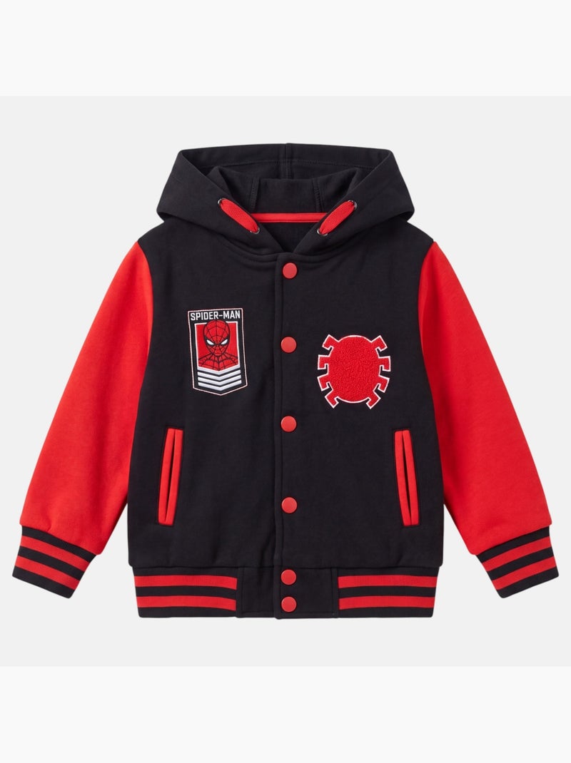 Marvel - veste teddy à capuche imprimée, détails brodés Noir - Kiabi