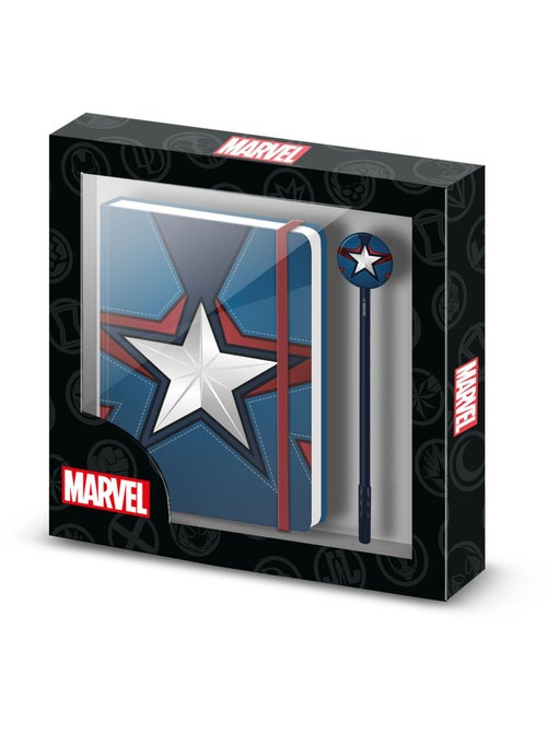 Marvel Captain America Courage Coffret Cadeau avec Journal et Stylo à Bille Fashion, Bleu - Kiabi