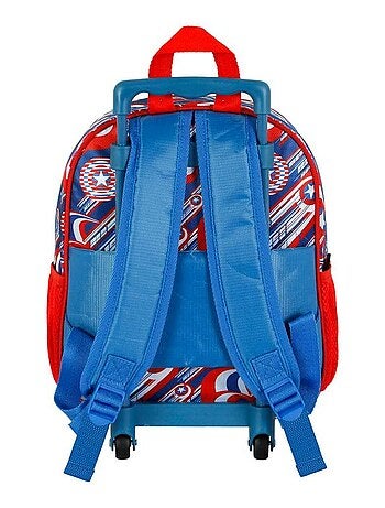 Marvel Captain America First Sac à dos 3D à Roulettes Petit, Bleu
