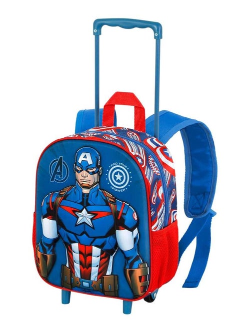 Marvel Captain America First Sac à dos 3D à Roulettes Petit, Bleu - Kiabi