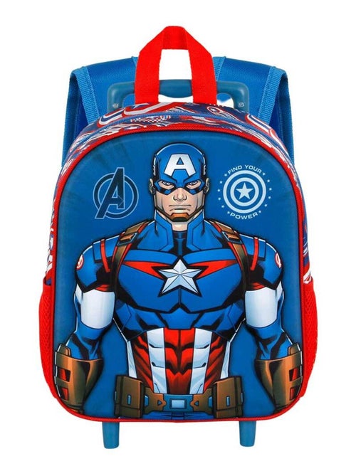 Marvel Captain America First Sac à dos 3D à Roulettes Petit, Bleu - Kiabi