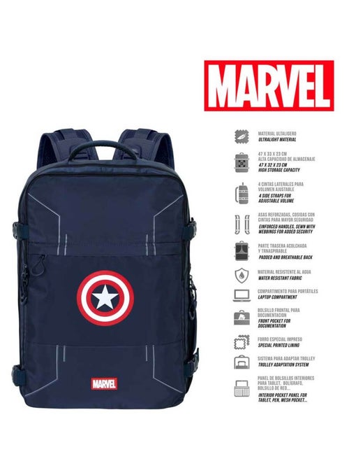 Marvel Captain America Gears Grand Sac à Dos de Voyage Mercury 47x23x33cm, Bleu - Kiabi