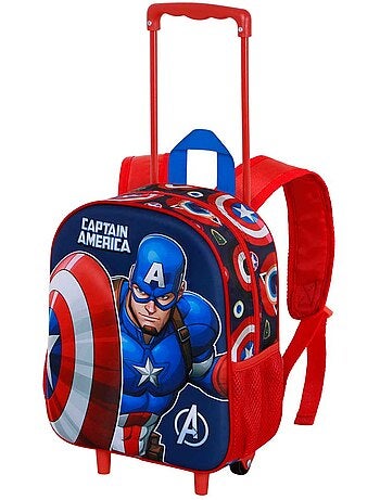 Marvel Captain America Patriot Sac à dos 3D à Roulettes Petit, Multicolore