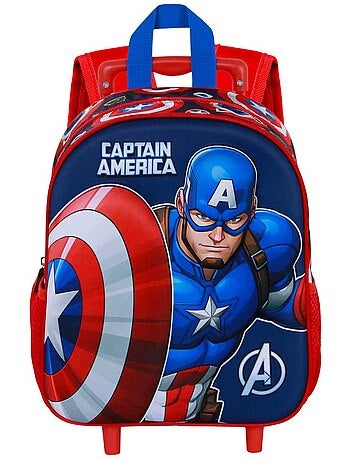 Marvel Captain America Patriot Sac à dos 3D à Roulettes Petit, Multicolore