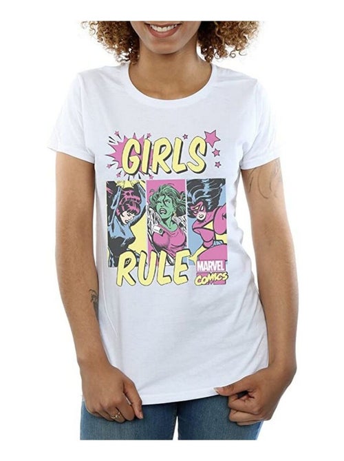Marvel Comics - T-shirt GIRLS RULE (Black Widow, Miss Hulk, Spider-Woman) - Kiabi