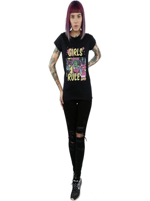 Marvel Comics - T-shirt GIRLS RULE (Black Widow, Miss Hulk, Spider-Woman) - Kiabi