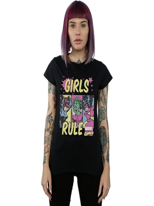 Marvel Comics - T-shirt GIRLS RULE (Black Widow, Miss Hulk, Spider-Woman) - Kiabi